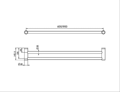 Calibre Mecca 25mm Double Towel Grab Rail