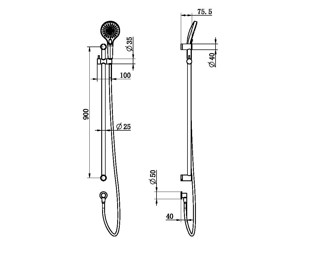 Calibre Mecca 25mm Grab Rail And Adjustable Shower Rail Set