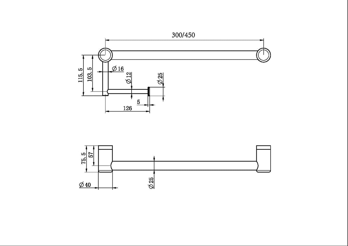 Calibre Mecca 25mm Toilet Roll Rail