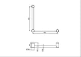 Calibre Mecca 32mm Ambulant Toilet Grab Rail 90 Degree