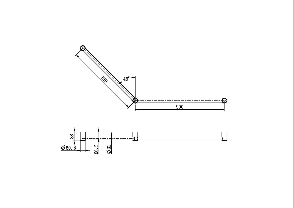 Calibre Mecca 32mm DDA Grab Rail Set 45 Degree