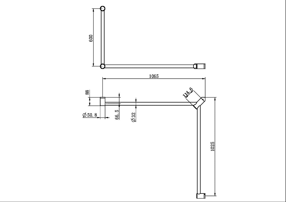 Calibre Mecca 32mm DDA Toilet Grab Rail Set 90 Degree Continuous