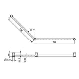 Calibre MECCA 32mm DDA AS1428 Compliant Toilet Grab Rail Set, Mod Angled 45 Degree, 750x900 Grab Rail + (R0130) Mod 300mm Grab Rail