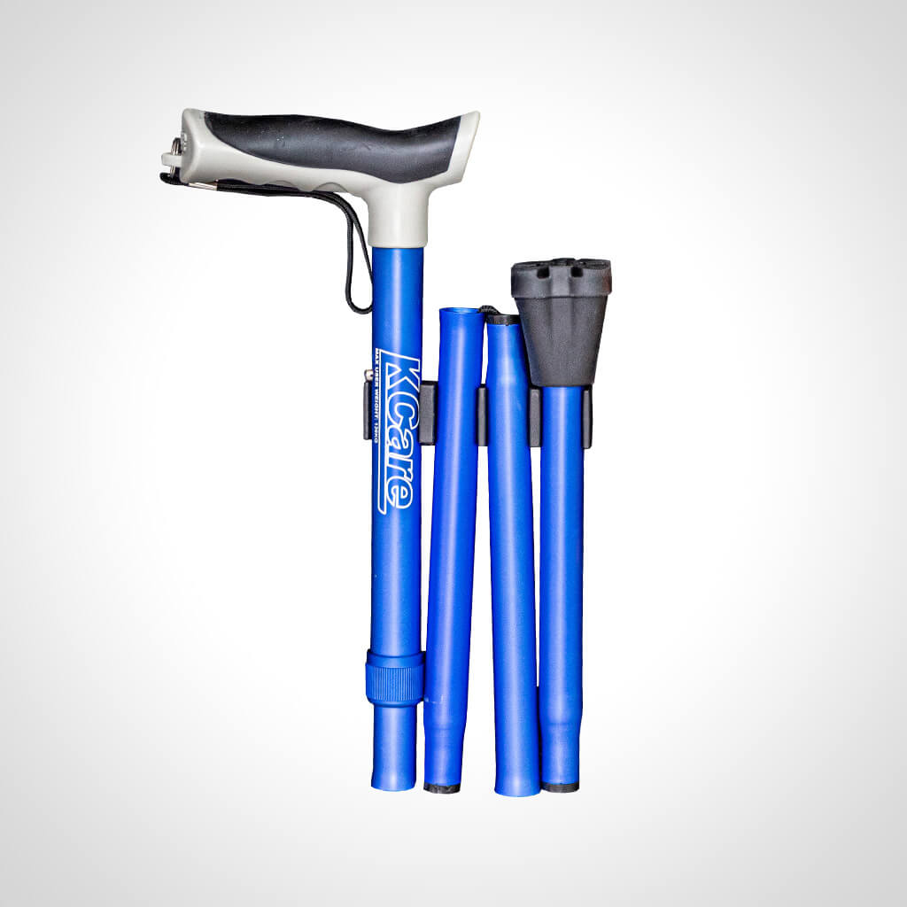 Kcare T Handle Cane Anodised Folding Walking Stick