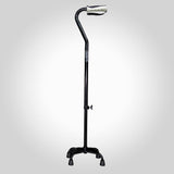 Kcare Swan Neck Cane Walking Stick Anodised Black with X Base